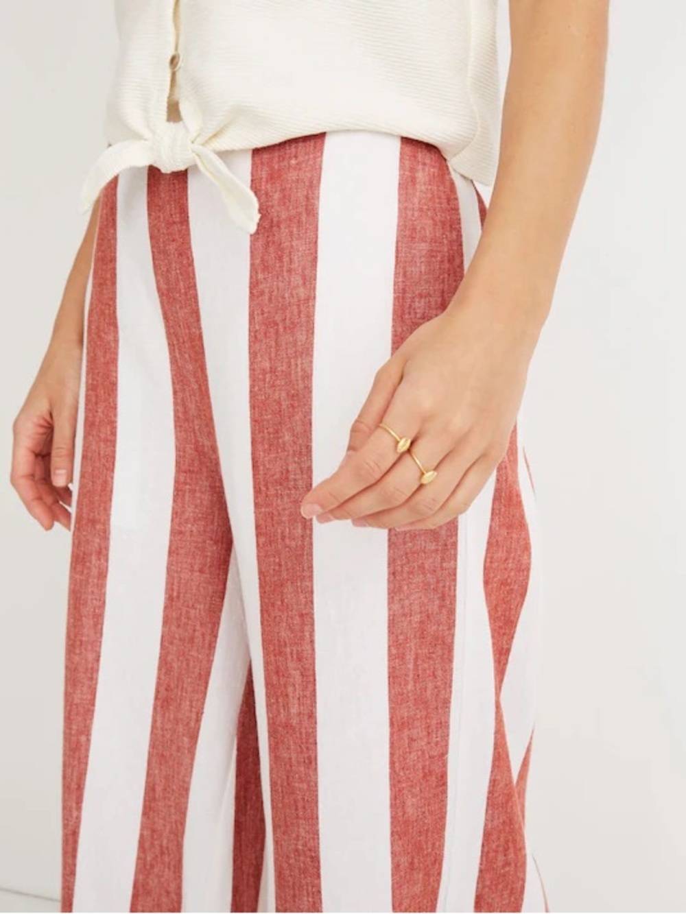 Madewell Huston Pull On Crop Pants Stripe Linen Blend XXS - Picture 4 of 10